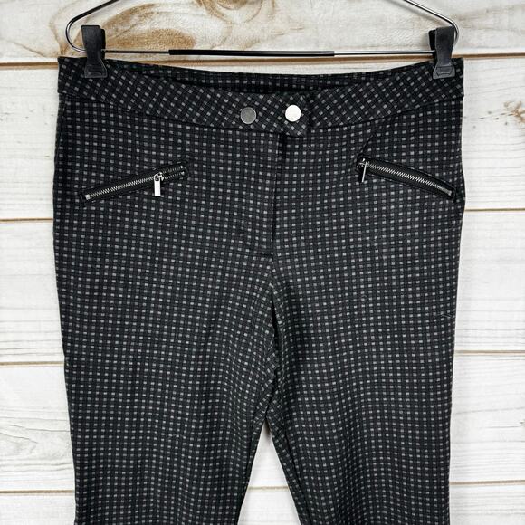 Time And Tru Black & Gray Plaid Stretch Ponte Pants Size 14 - Picture 2 of 8